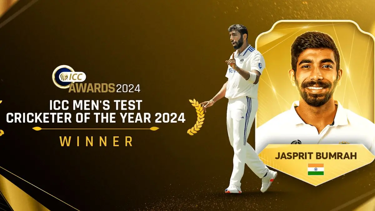 Bumrah Crowned ICC Men’s Test Cricketer of the Year