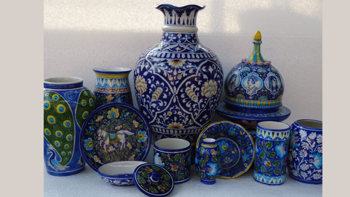 Which Indian District is Famous for the Blue Pottery Craft?