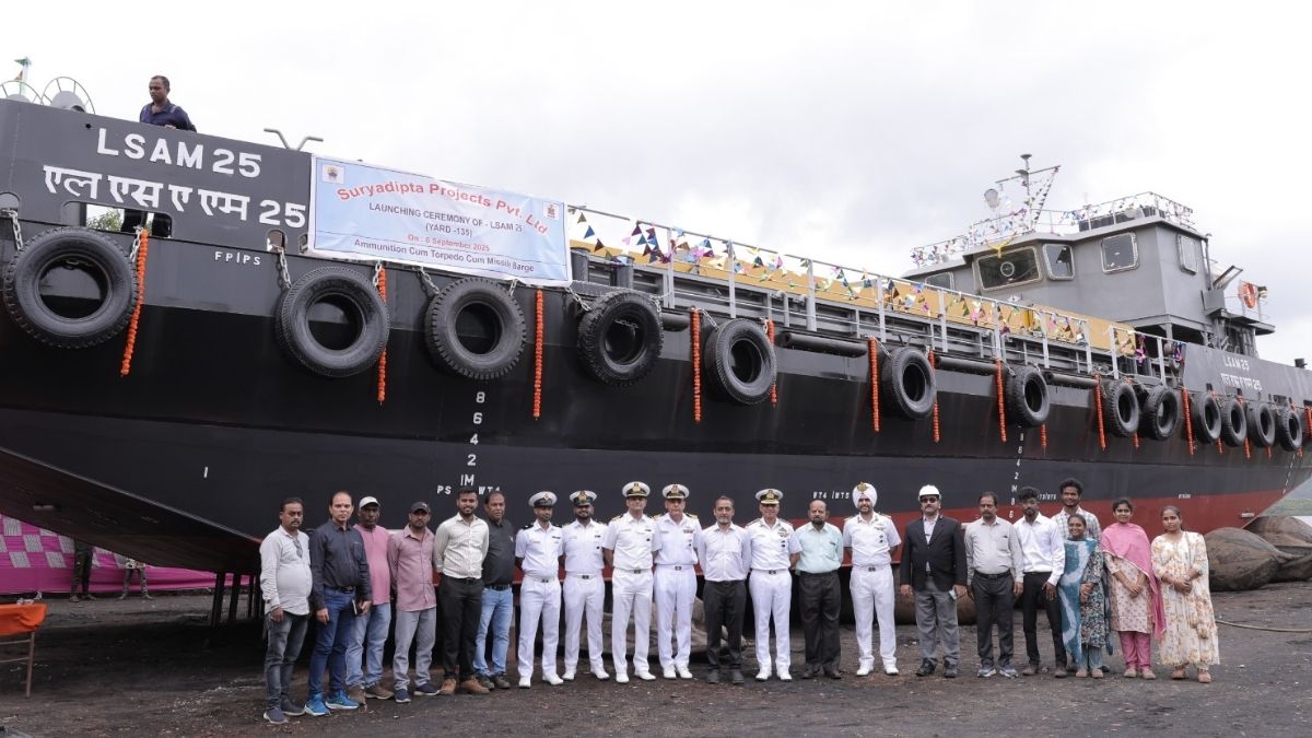 Indian Navy Launches 11th ACTCM Barge LSAM 25
