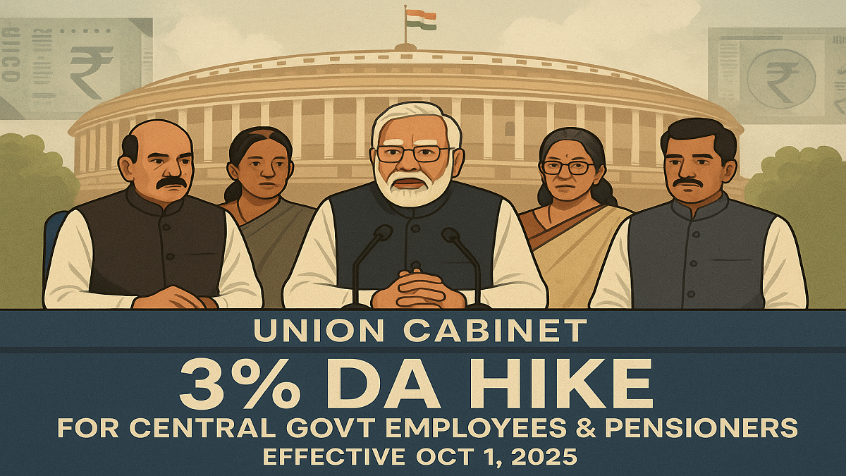 Cabinet Approves 3% DA Hike for Central Government Employees and Pensioners