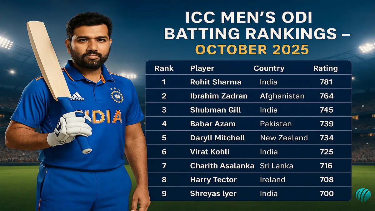 Top 10 ICC Men’s ODI Batsmen Rankings Updated