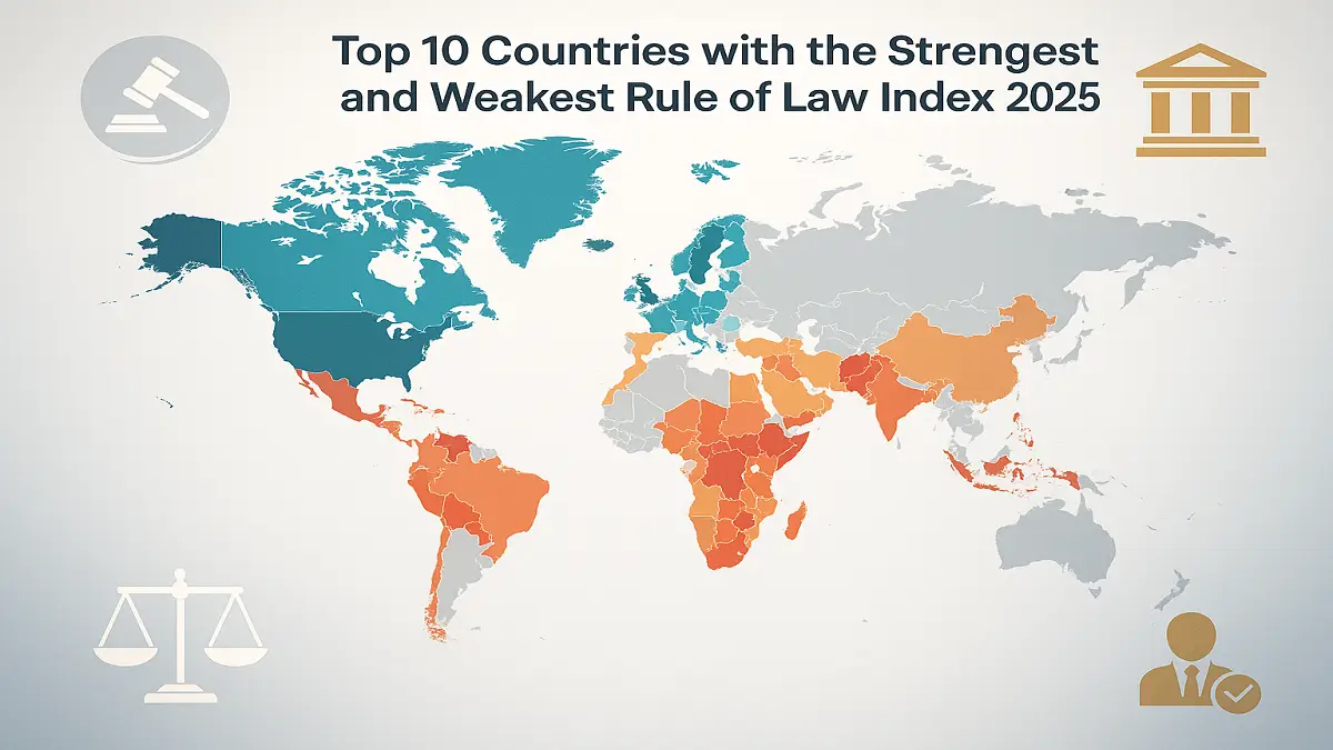 Top 10 Countries with the Strongest and Weakest Rule of Law Index in 2025