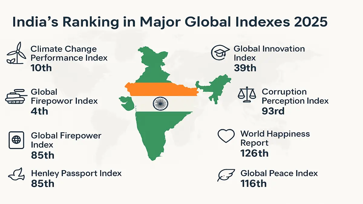 India’s Ranking in Major Global Indexes 2025