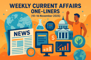Weekly Current Affairs One Liners 10th to 16th of November 2025