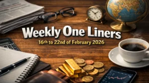 Weekly Current Affairs One Liners 16th to 22nd of February 2026