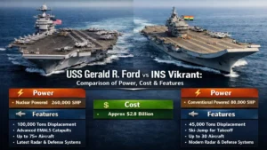 USS Gerald R Ford vs INS Vikrant: Comparison Key Differences Power Cost and Features