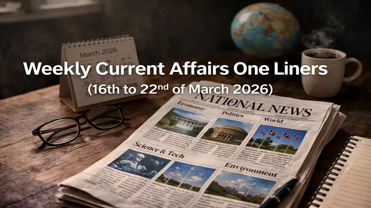 Weekly Current Affairs One Liners (16th to 22nd of March 2026)
