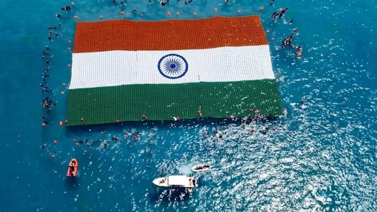 India Sets Guinness Record with Largest Underwater Tricolour at Radhanagar Beach