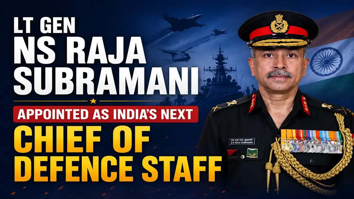 Lt Gen NS Raja Subramani Appointed as India’s Next Chief of Defence Staff