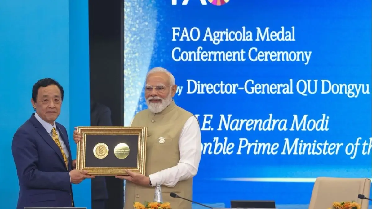 PM Modi Receives FAO Agricola Medal in Rome for Sustainable Agriculture and Rural Development