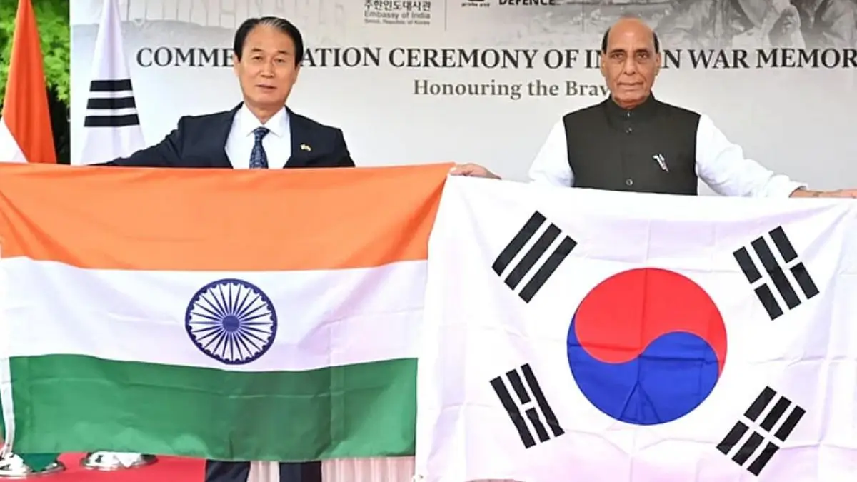 Rajnath Singh Unveils Indian War Memorial in South Korea, Honouring Korean War Heroes
