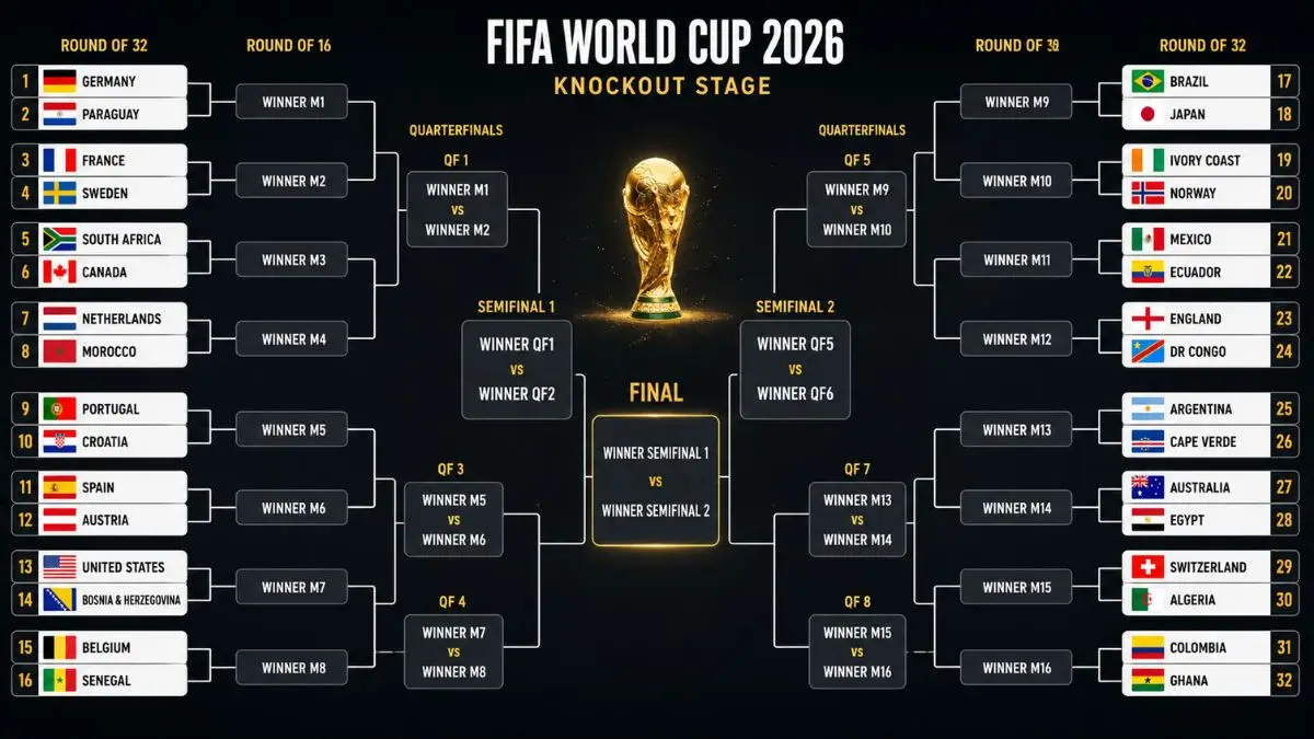 FIFA World Cup 2026 Round of 32 Schedule: Qualified Teams, Match Dates, Fixtures and Knockout Bracket