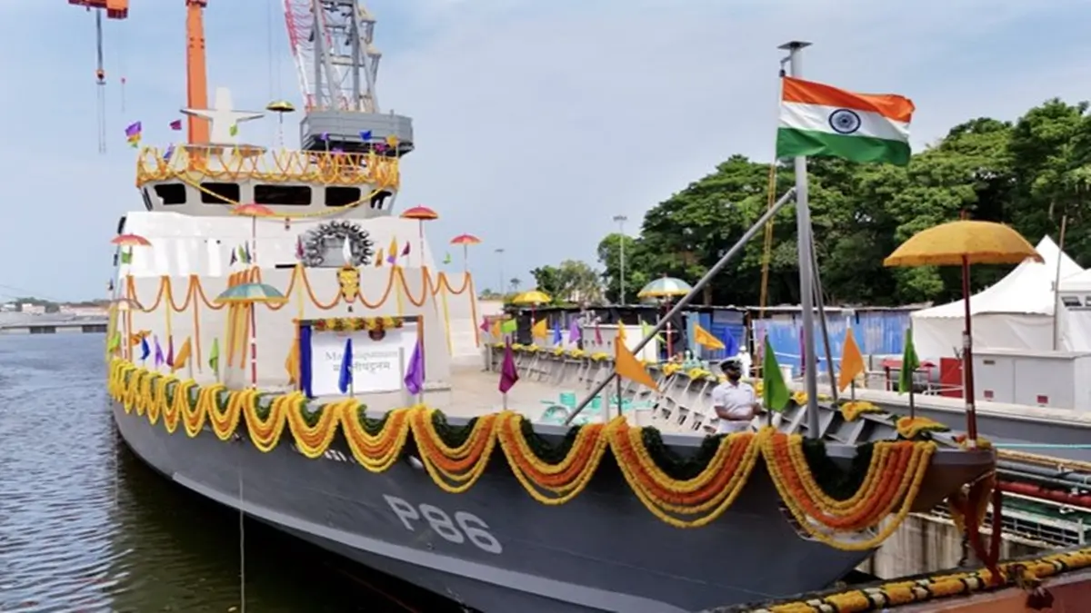 Indian Navy Launches ASW Shallow Water Craft 'Machilipatnam' to Strengthen Maritime Defence