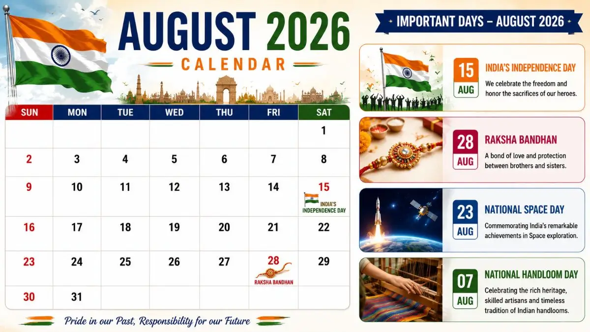 Important Days in August 2026: Complete List of National & International Days, Festivals and Special Observances