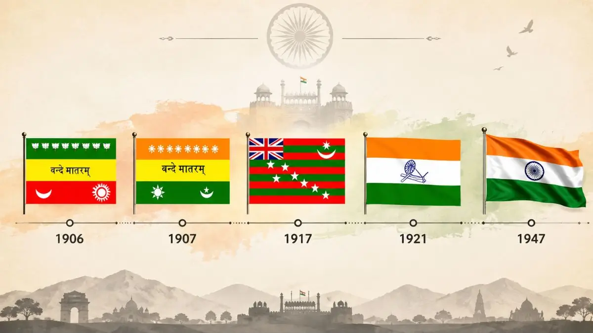 Evolution of the Indian National Flag (1906-1947): From Calcutta Flag to the Ashoka Chakra